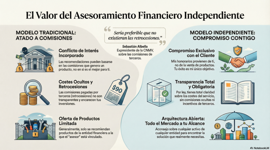 infografía asesoramiento financiero independiente. Ventajas de un vistazo.